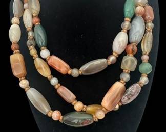 Long Polished Stone Necklace