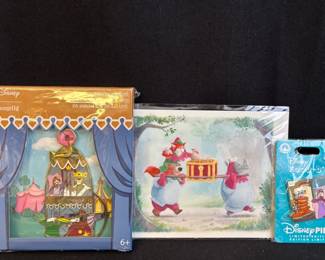 Disney Robinhood Lounge Fly 600 , Food-D’s Limited Edition Trading Pins , Postcard WonderGround