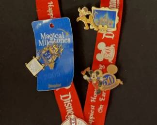 Disney 50Th Anniversary Lanyard And 7 Pins
