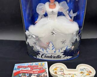 Disney 12” Special Edition Cinderella Ornament * Sing Along DVD * Disneyland Trinket Dish *