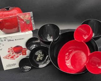 Disney Mickey Mouse Ears Serving Dishes & Trinket Plate * Snow White Petite Apple Casserole Dish