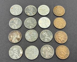 1943 Steel Wheat Pennies , Antique Indian Head Pennies