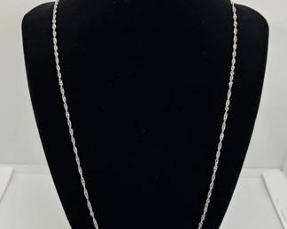 14K White Gold Twist Chain Necklace 23” * 1.66g