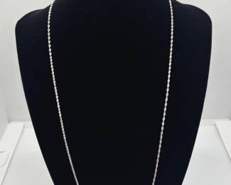 14K White Gold Twist Chain Necklace 22” * 3.22g