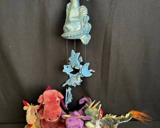 Dragons! Beanie Baby, Vintage Dakin, Ganz * Ceramic Dragon Wind Chime , Figurine