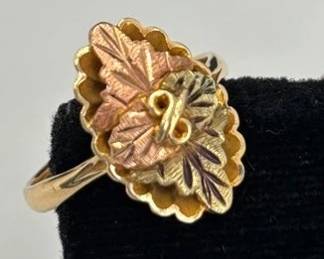 10K Yellow/Rose Gold Leaves Design Vintage Ladies Ring Size 7 * 3.10g