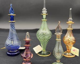 Variety Of Perfume Bottles With Stoppers * Fine Egyptian Glass * From Egyptian Museum