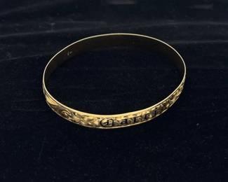 Engraved Hawaiian 14K Yellow Etched Floral Bangle Bracelet * 23.70 +/-