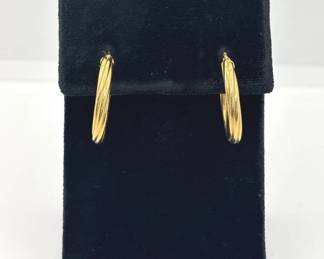 Milor 14K Yellow Gold Twist Design 1” Pierced Hoop Earrings * 2.17g