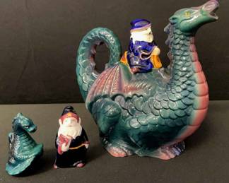 Wizard And Dragon, Salt And Pepper Shaker * Dragon And Wizard Figurine *