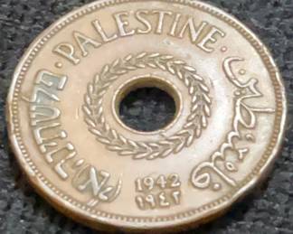 Rare Israel Palestine British Mandate 20 Mils 1942 Bronze Coin