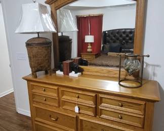 Stanley Oak Dresser with Mirror