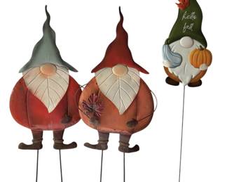 Metal Gnome Fall Garden Decor