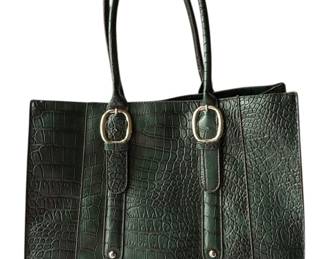 Green Croc Embossed Handbag