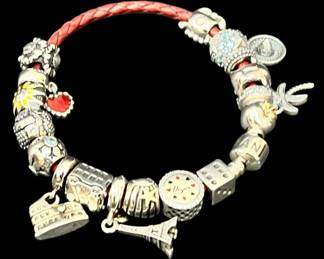 Red Pandora Bracelet With Silver Charms