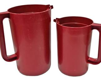 Set of Red Tupperware Pitchers