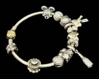 Silver Pandora Bracelet With Charms