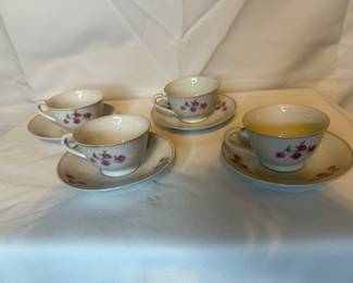 Tea cups and saucer set made in Japan. Additional patterns not pictured.