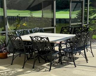 Large square outdoor table seats 8