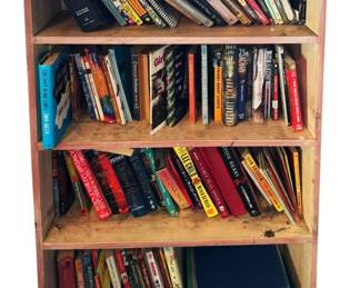 Bookshelf and Large Assortment of Books