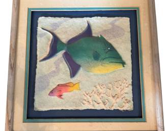 Vtg Molded Paper Saltwater Fish Wall Art