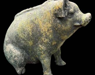 Gray Stone Pig Planter