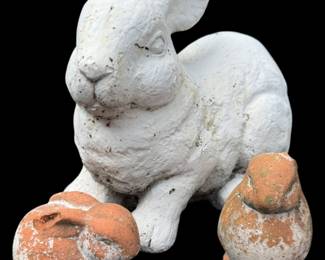 Resin and Terracotta Bunny Figurines