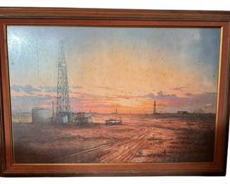 Framed J.W. Thrasher American Oil Rig