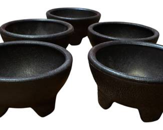 5 MolcajeteStyle Black Salsa Bowls