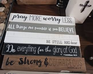Inspirational signs on wood