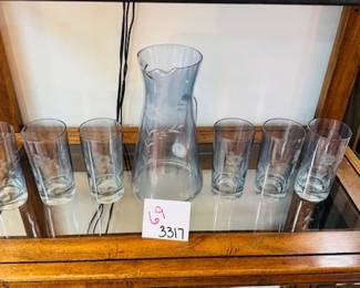 Glass Cups and Pitcher