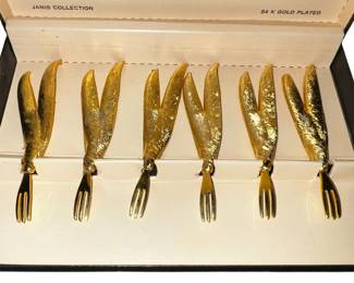 Janis 24Kt Gold Plated Hors dOeurve Forks