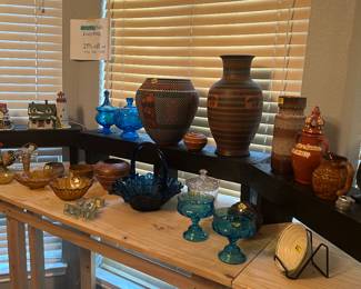 Pottery and glassware.