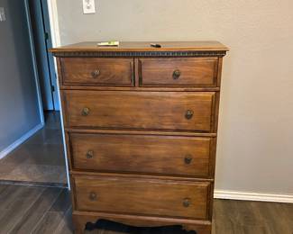 Chest of drawers. Refinished with walnut finish and new hardware.