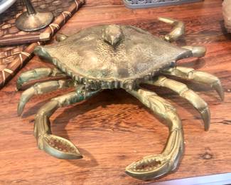 MCM brass large crab trinket box