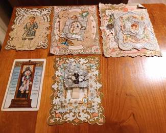 Four Vintage Greeting Cards and a Vintage Post Card