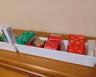 Two Containers of Assorted Tape and Office Supplies