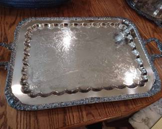 Tray of the James W. Tufts Ornate Silver Plate on Copper Tea Set
