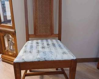 Dining Room Table with Six Vintage Mid Century Cane Back Chairs