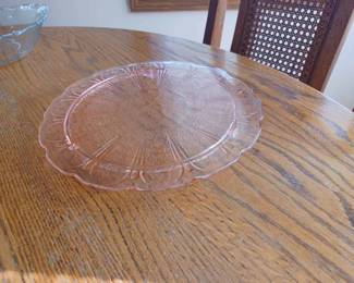Cherry Blossom Pink Depression Cake Plate