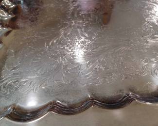 Ornate Tray part of James W. Tufts Ornate Silver Plate on Copper Tea Set