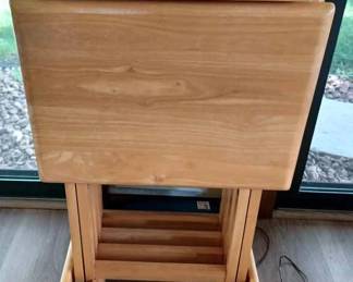 Set of 4 Wooden TV Trays