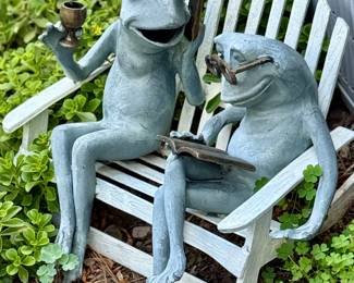 We Love this one "Frogs on Park Bench". Great Yard Art
