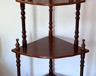 This is very unique Vintage 5-Tier Corner Plant Stand or Curio for Collectibles with Spindles or support