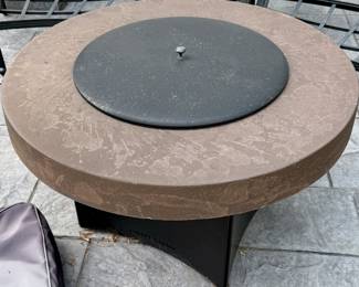 38" Savannah Stone Round Fire Table with Glass Beads