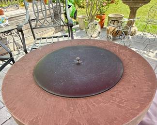 Oriflamme 38" Savannah Stone Round Fire Table with Glass Beads