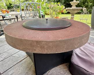 Oriflamme 38" Savannah Stone Round Fire Table with Glass Beads