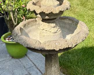 Solid Cement Water Fountain in 5 Pcs.  Need Pump or use as Planter or Bird Bather