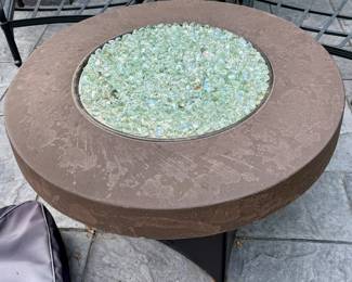 38" Savannah Stone Round Fire Table with Glass Beads