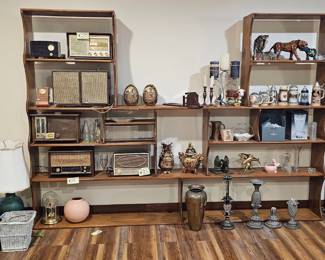 VTG Wooden radios and brassware